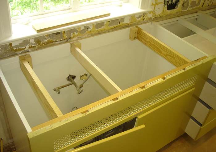 installation of cast iron kitchen sink
