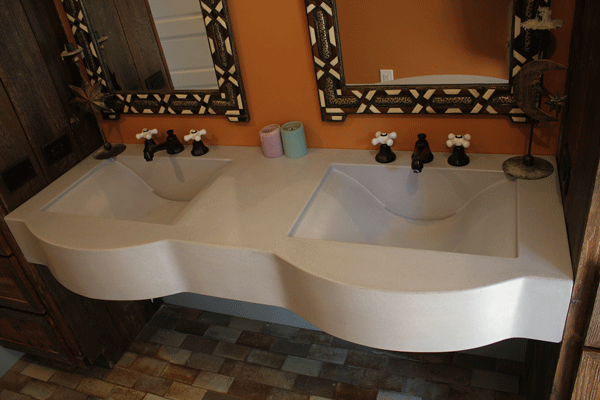 The second and final vanity for the bathroom, built to replace the first which the customer felt was "too busy."