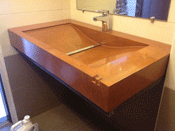 terra cotta colored custom integral concrete sink