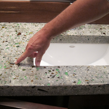 Decorative aggregate concrete countertops