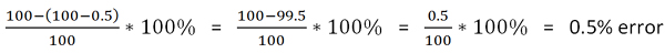 example of formula for calculating error percentage of a scale